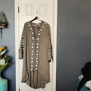 Boho embroidered high-low dress